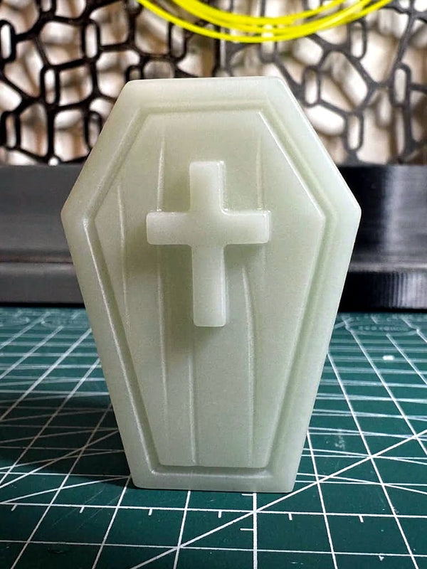 Glow-in-the-dark 3D printed coffin Halloween decoration