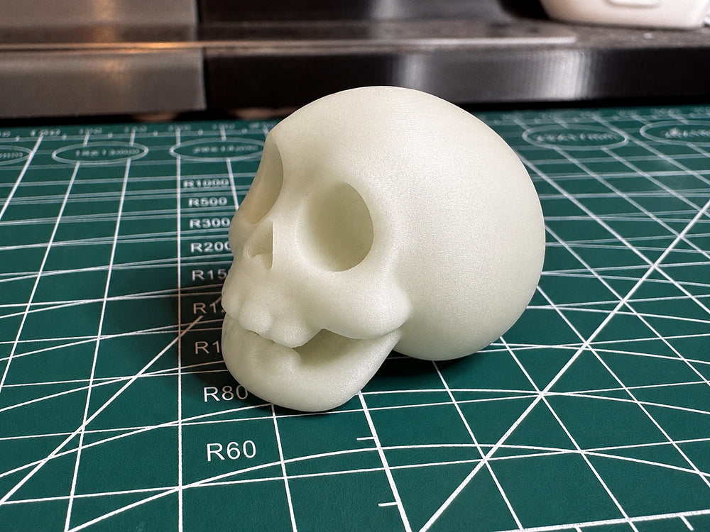 Glow-in-the-dark 3D printed skull Halloween decoration